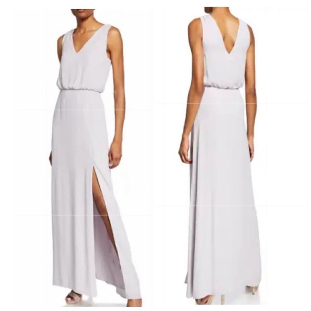 NWT $138 WAYF The Bella V-Neck Slit Gown in White Wedding Women's Sz XS NEW!!
